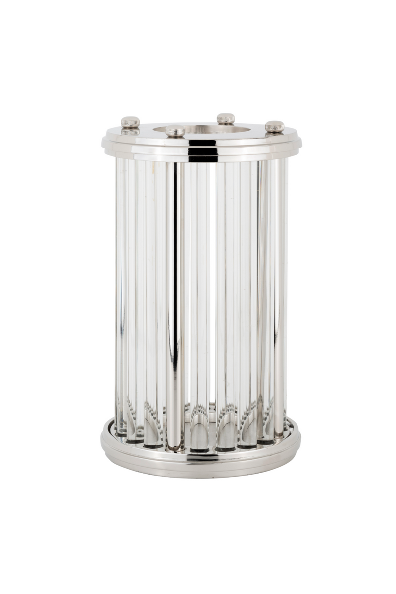 Silver Aluminum Glass Lantern M | OROA Emeray | Meubleluxe.fr