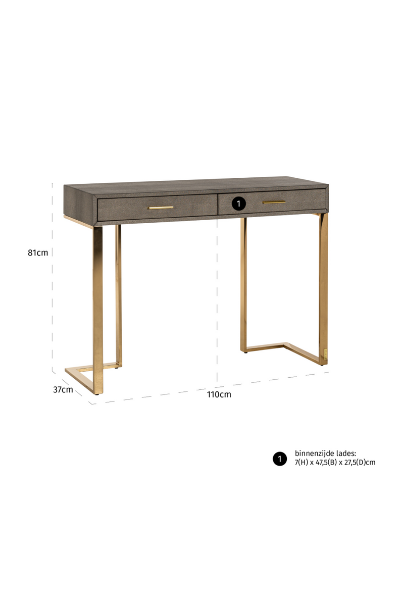 Table console 2 tiroirs à base d'or | Richmond Marie-Lou | Meubleluxe.fr