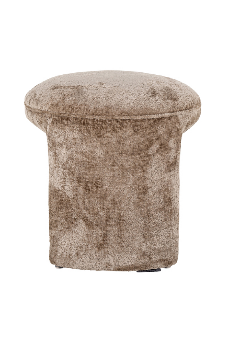 Pouf moderne en chenille taupe | Richmond Fargo | Meubleluxe.fr