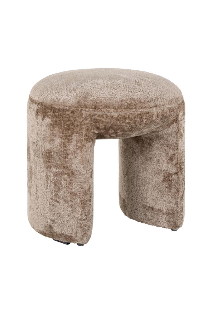 Pouf moderne en chenille taupe | Richmond Fargo | Meubleluxe.fr