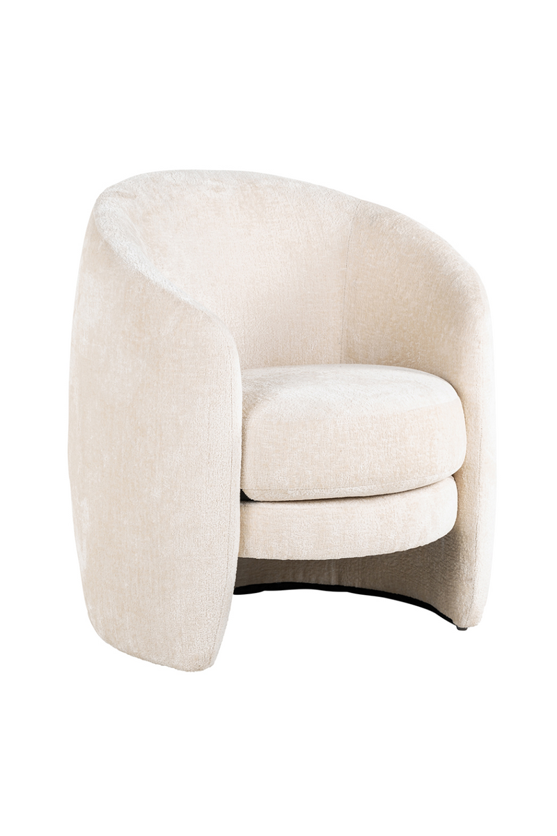 Curved armchair in cream chenille fabric | Richmond Fenna