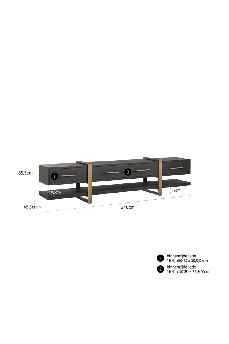 Meuble TV 3 tiroirs en chêne | Richmond Cambon | Meubleluxe.fr